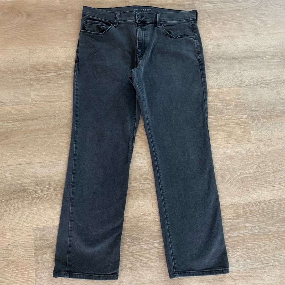Mott & Bow Mens Straight‎ Leg Jeans Dark Gray Denim Pants Size 34 Minimalist